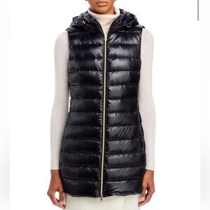Herno Serena Black Down Vest with Snap on Hood Size 42